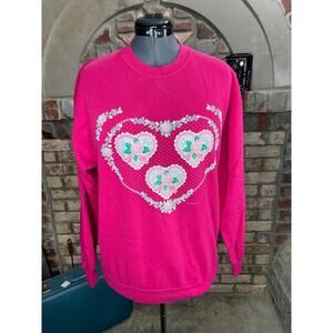 sweatshirt graphic hearts 1980s pink barbiecore